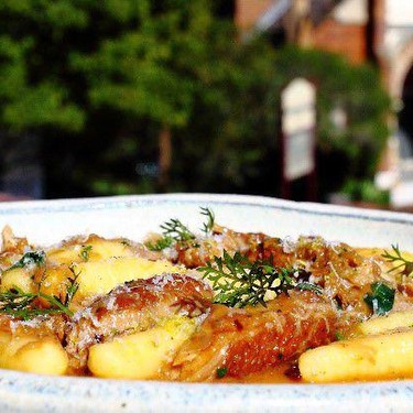 Massimo Mele's Gnocchi with Slow Cooked Pork Cheeks, Onions and Pecorino Recipe | SideChef