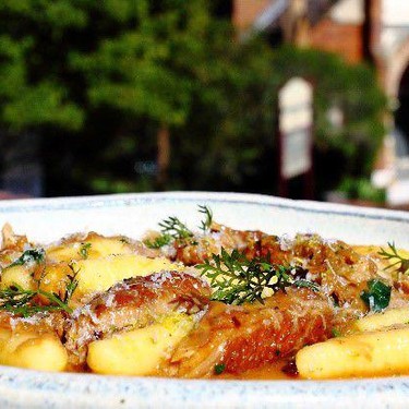 Massimo Mele's Gnocchi with Slow Cooked Pork Cheeks, Onions and Pecorino Recipe | SideChef