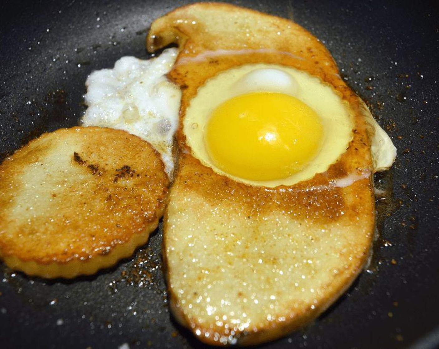 step 3 Flip once more, then crack in the Farmhouse Eggs® Large Brown Egg (1). Cook for about 2 minutes on low heat, or until the egg reaches your desired level of done-ness. Remove and serve!