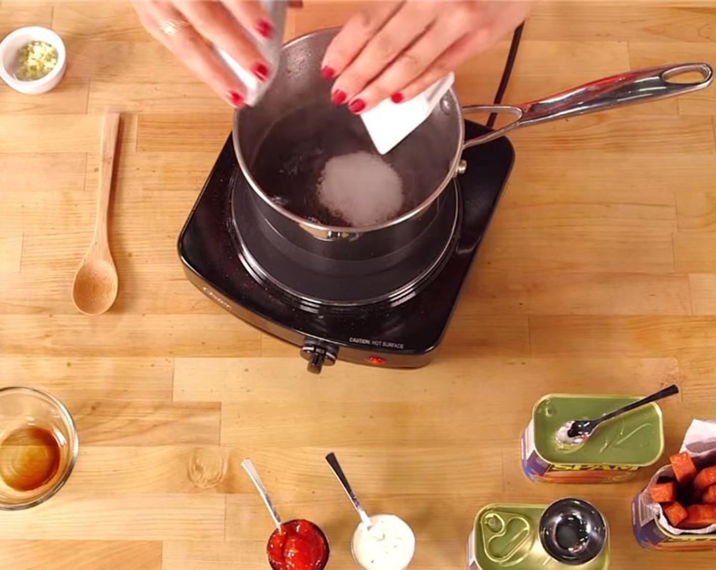 step 8 Heat over medium heat. Cook, stirring occasionally, until the sugar is dissolved and the mixture has thickened enough to coat the back of a spoon. Set the Teriyaki Dipping Sauce aside.