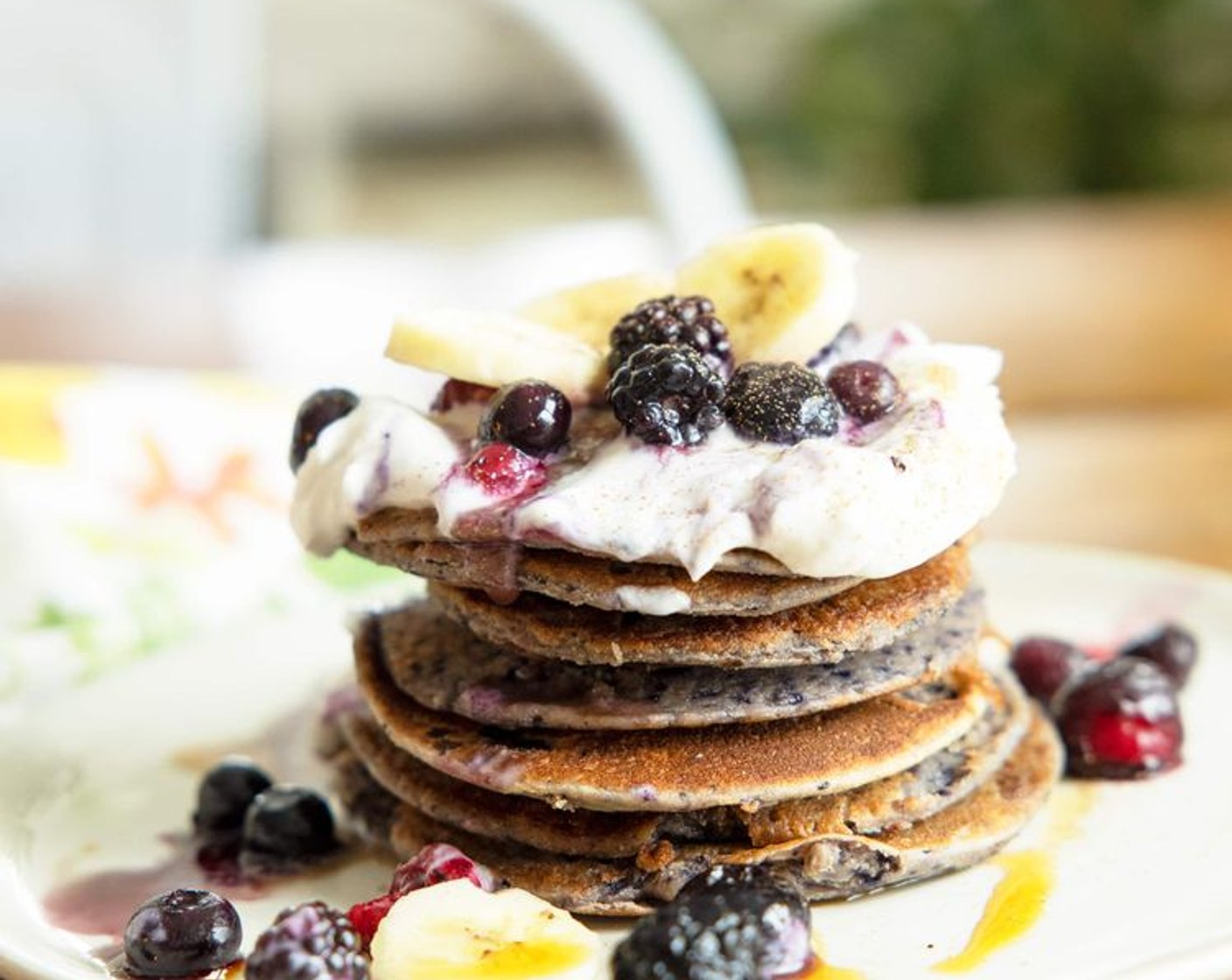 Blueberry Protein Blender Pancakes