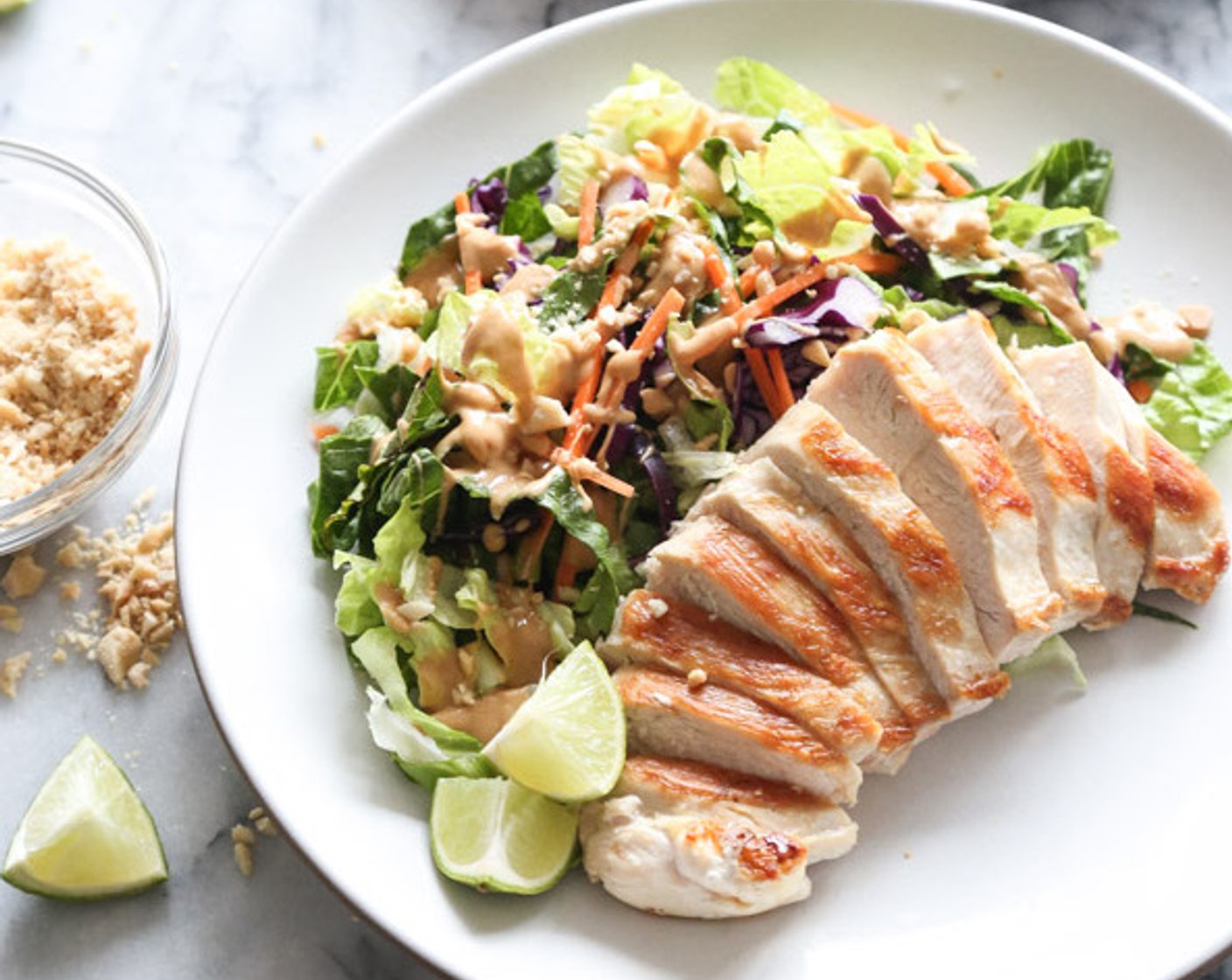 Easy Asian Chicken Salad with Peanut Dressing