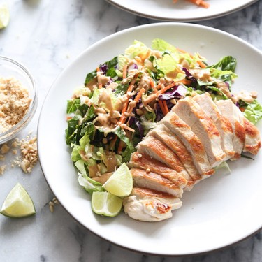 Easy Asian Chicken Salad with Peanut Dressing Recipe | SideChef