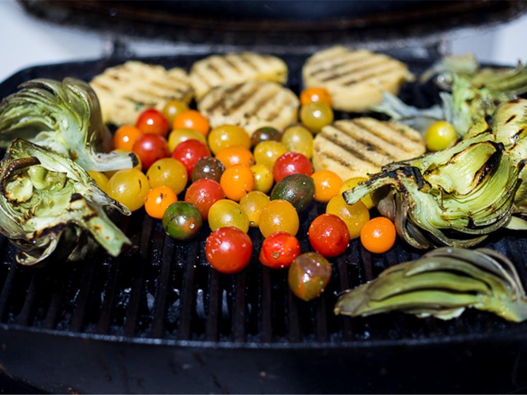 Grilled Artichokes & Polenta with Blistered Tomatoes Recipe | SideChef