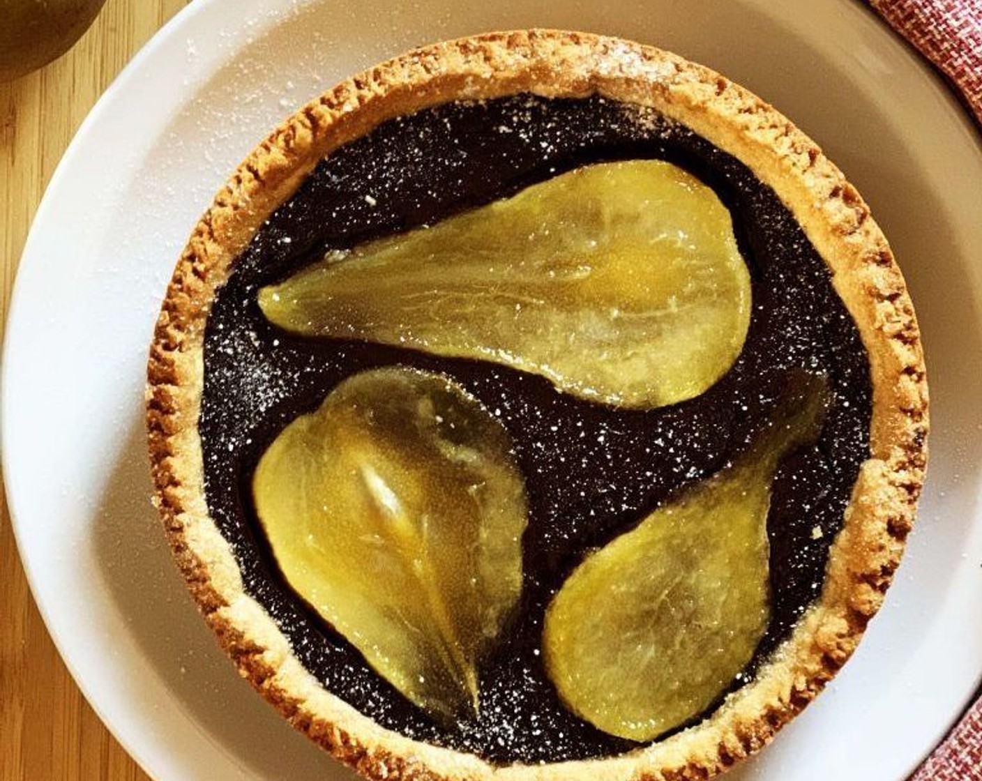 Vegan Pear and Chocolate Custard Pie