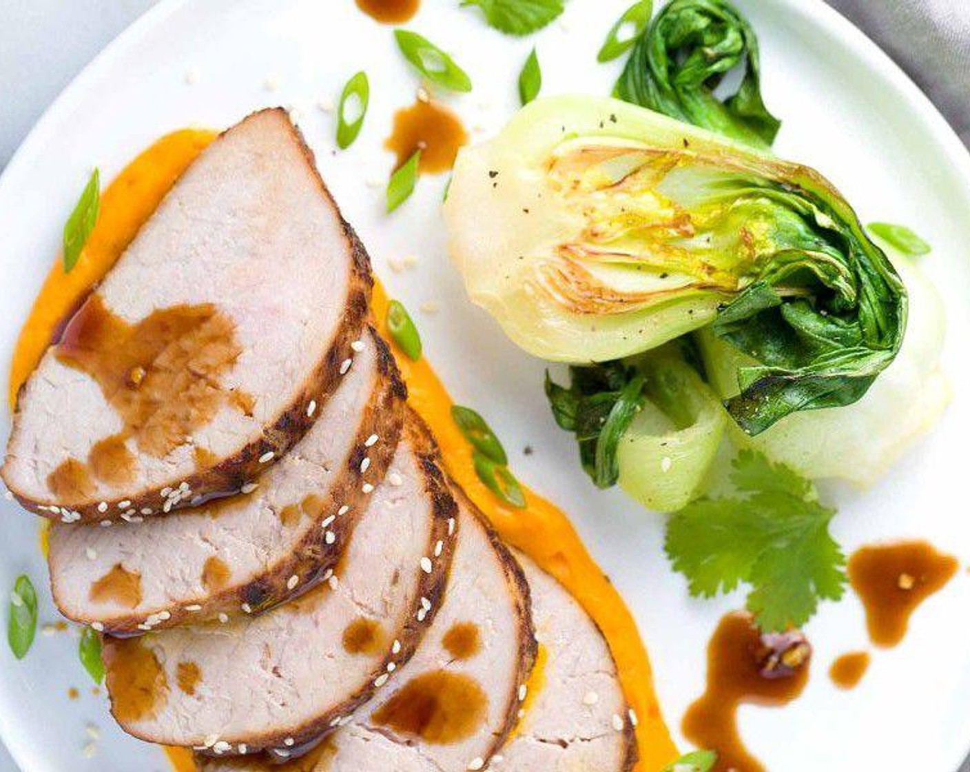 Honey Hoisin Pork Tenderloin with Carrot Ginger Puree