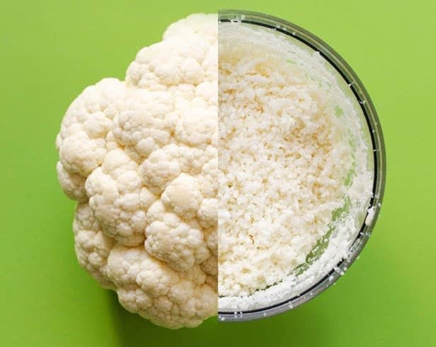 step 1 Grate Cauliflower (1/2 head) into “rice” using either a box grater or the grating attachment of your food processor.