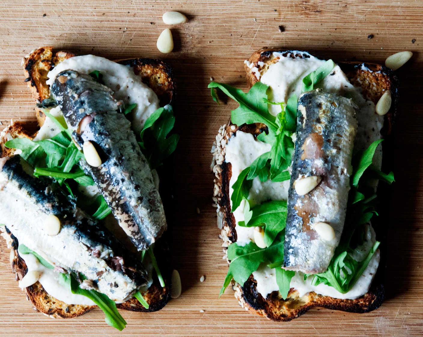 Toasted Bread with Canned Sardines and White Bean Purée