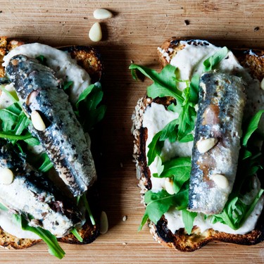 Toasted Bread with Canned Sardines and White Bean Purée Recipe | SideChef