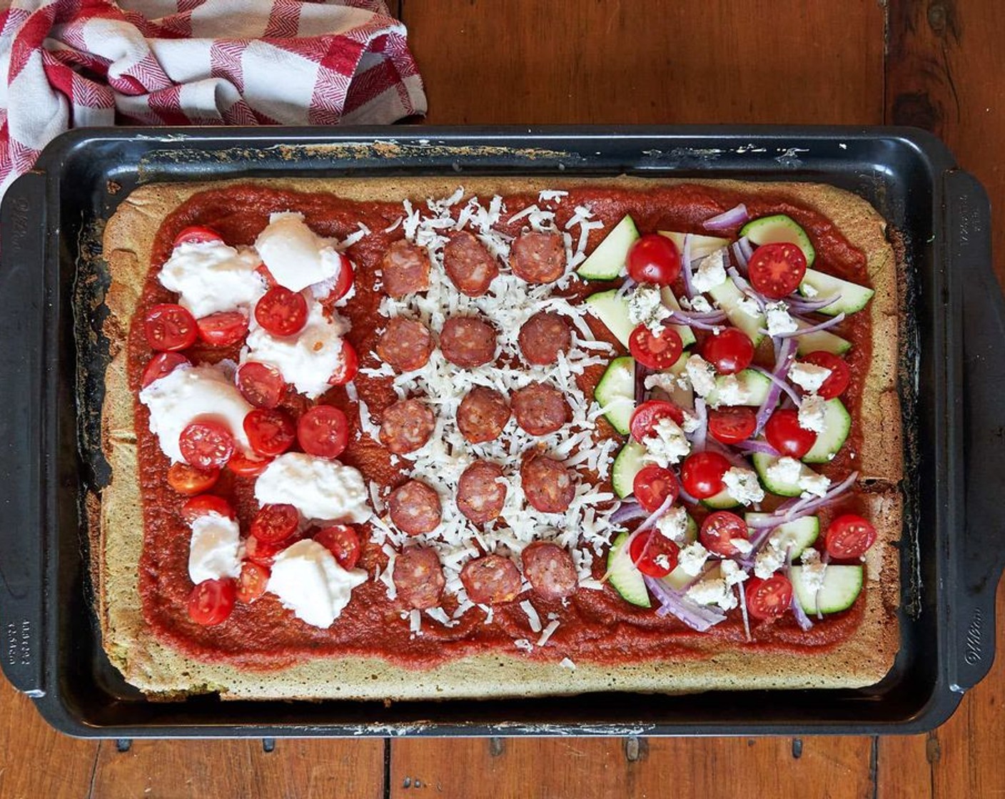 step 6 Top the crust with your favorite toppings and then put back in the oven for another 10 minutes.