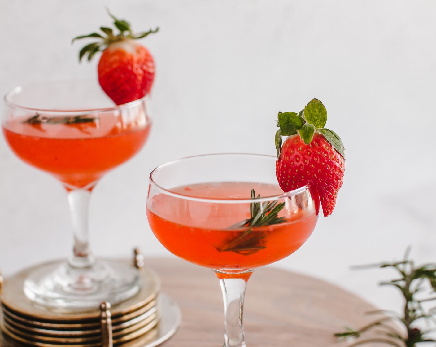 Strawberry Gimlet with Rosemary Peppercorn Simple Syrup