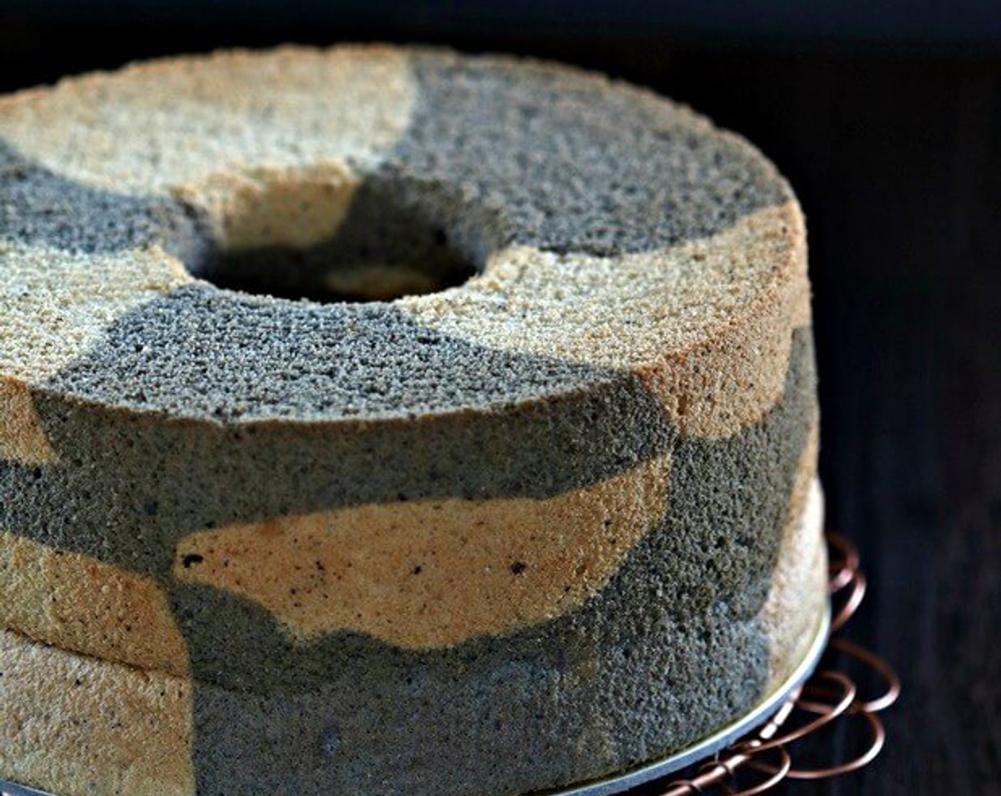 Black Sesame Marble Chiffon Cake