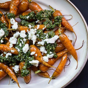 Roasted Carrots with Carrot Top Pesto Recipe | SideChef