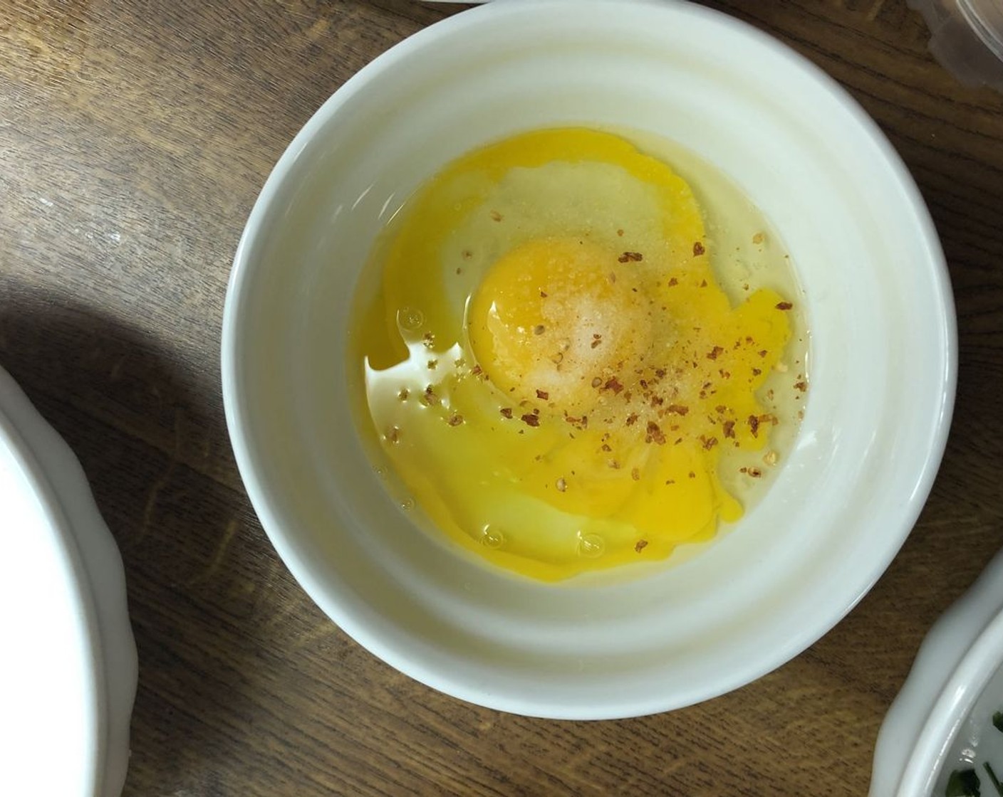 step 6 In a separate bowl combine Eggs (2), salt, Chili Powder (to taste), and set aside.