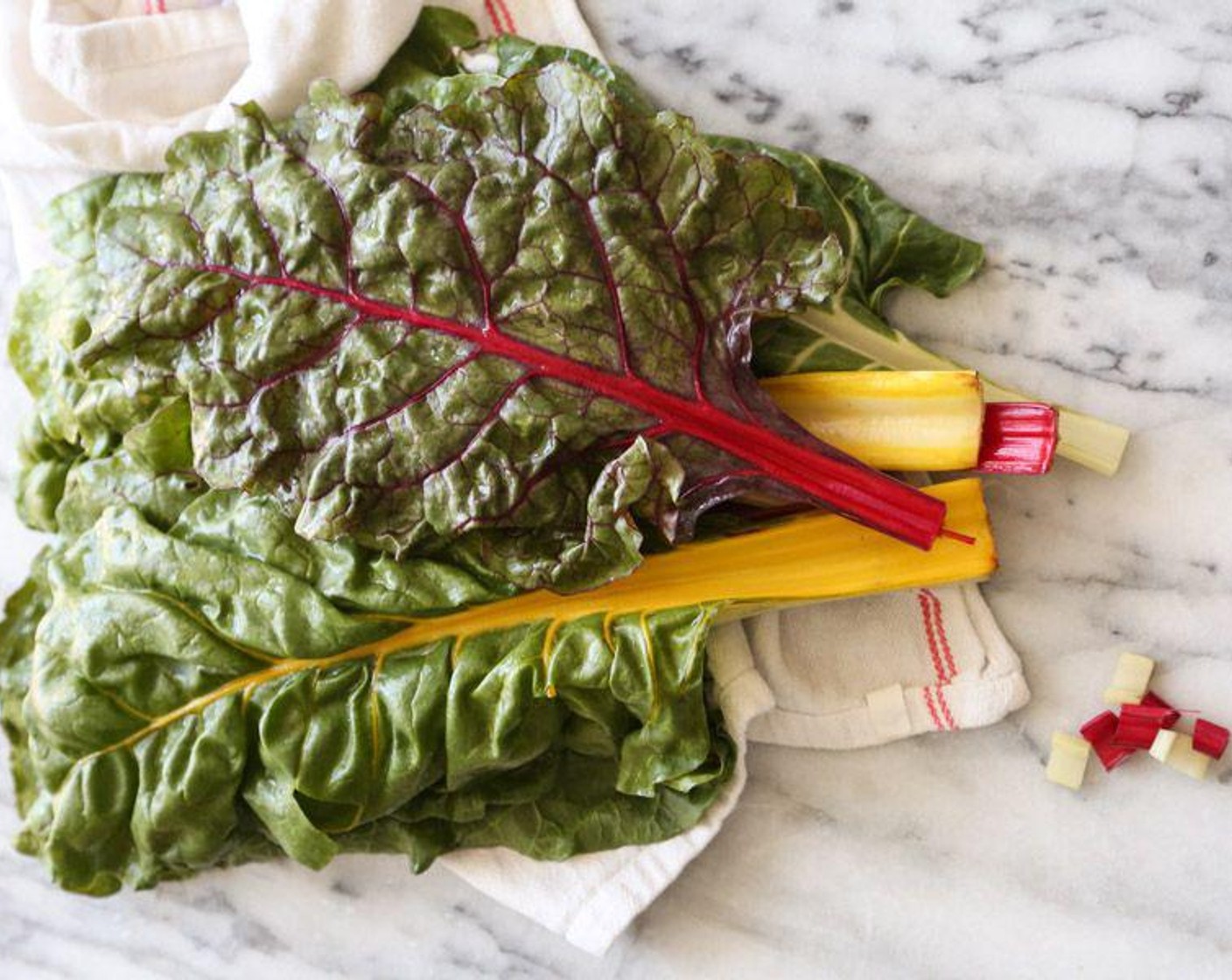 step 1 Roughly chop the leaves of the Chard (1 bunch). Thinly slice the stems of the chard.