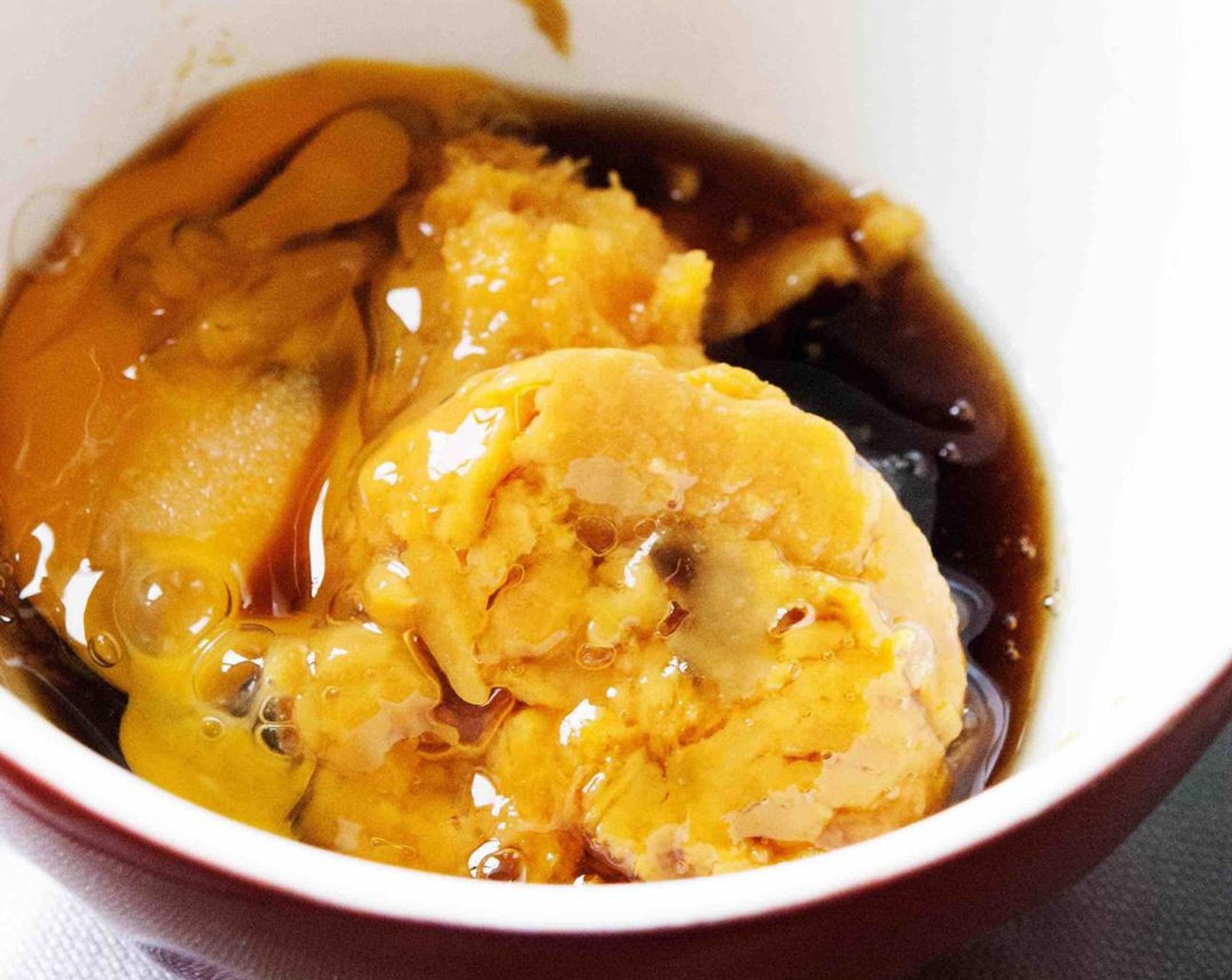 step 1 In a bowl, whisk together Sweet Potato (1 cup), Egg (1) and Maple Syrup (1/3 cup).