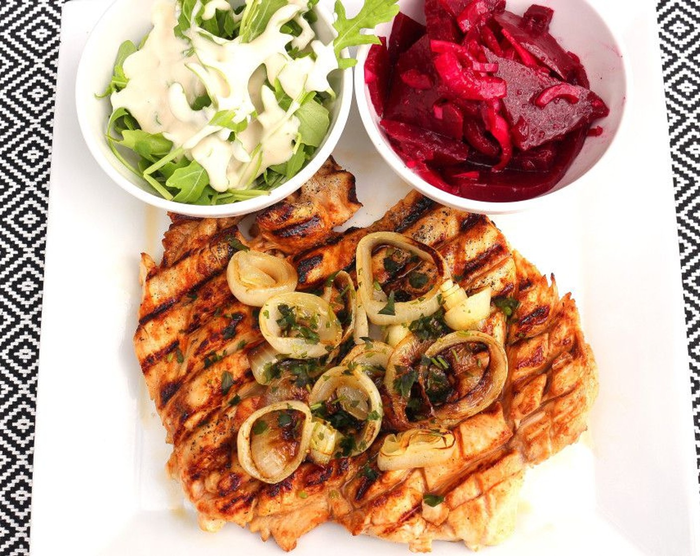 Grilled Chicken Breast with Sautéed Onion