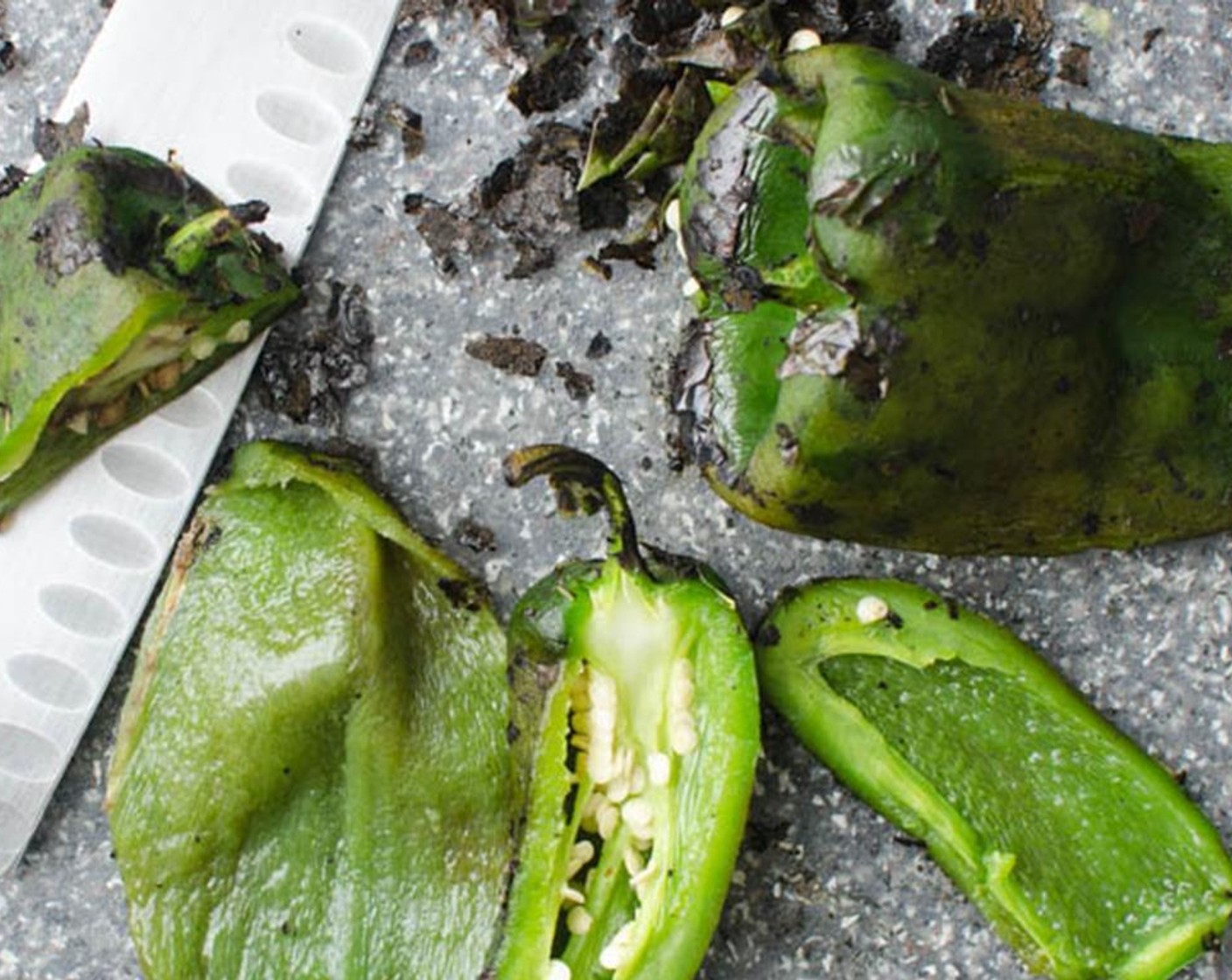 step 2 Peel the peppers and remove the stem and seeds.