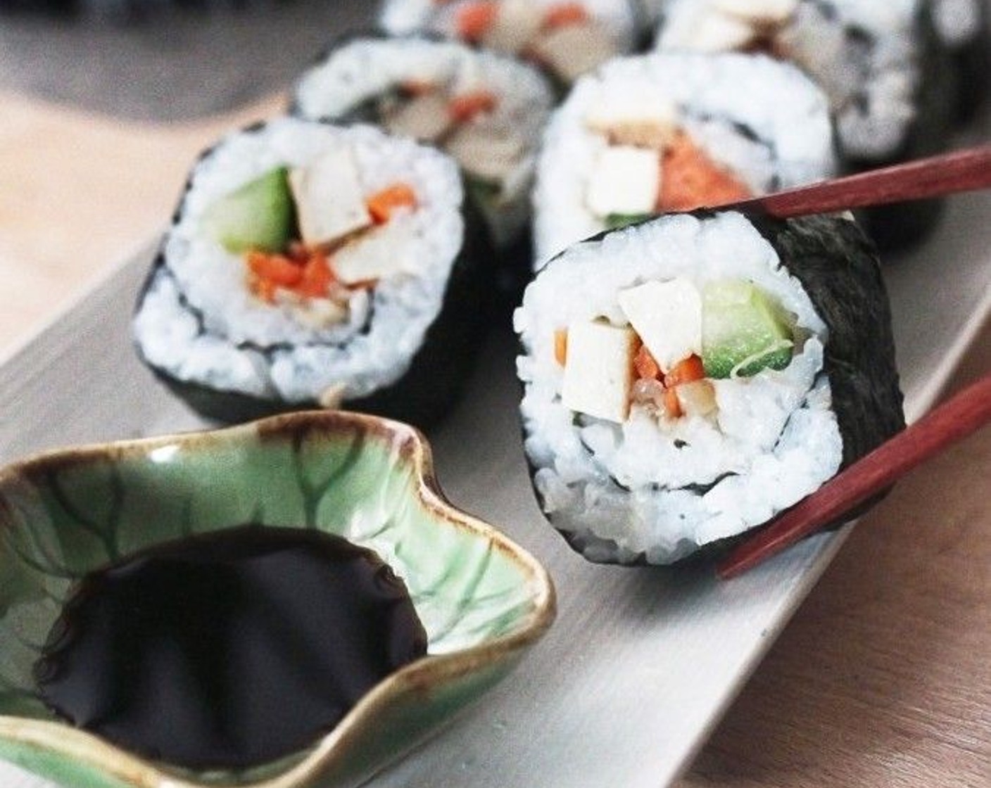 Tofu and Enoki Mushroom Sushi Roll