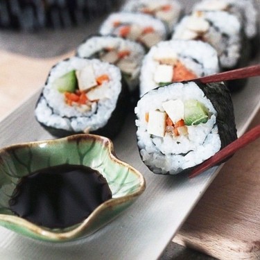 Tofu and Enoki Mushroom Sushi Roll Recipe | SideChef