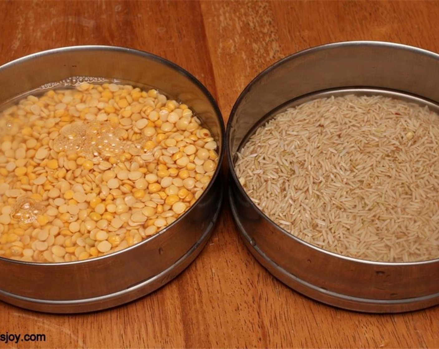 step 1 Soak Brown Rice (1 cup) for 4 hours. Soak Pigeon Peas (1/2 cup) and Chana Dal (1/2 cup) for 2 hours.