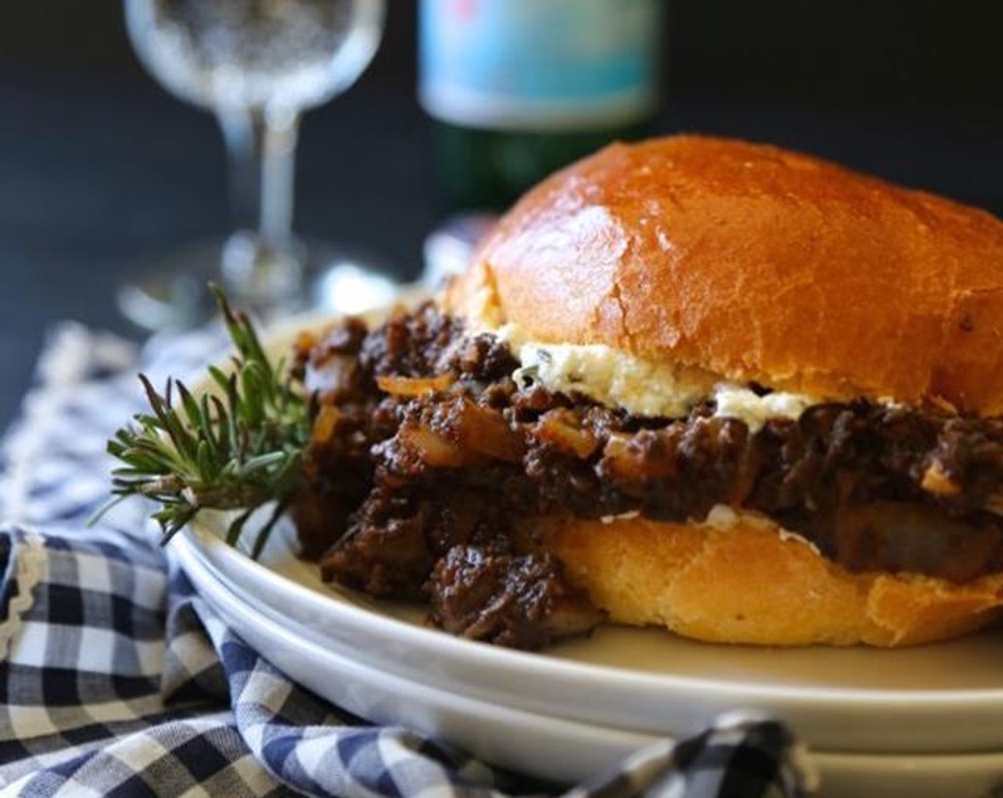 Sloppy Mushroom Joes w/ Rosemary Honey Goat Cheese