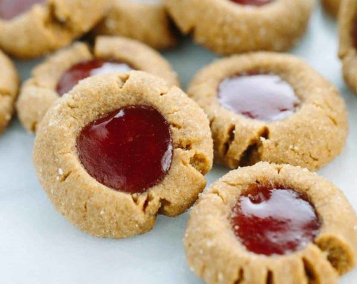 Flourless Peanut Butter and Jelly Thumbprint Cookies