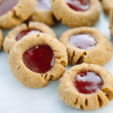 Flourless Peanut Butter and Jelly Thumbprint Cookies Recipe | SideChef