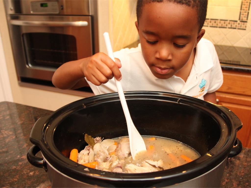 Step 5 of Rainy Day Stewed Chicken & Veggies Recipe: Set slow cooker to high for 4 hours.