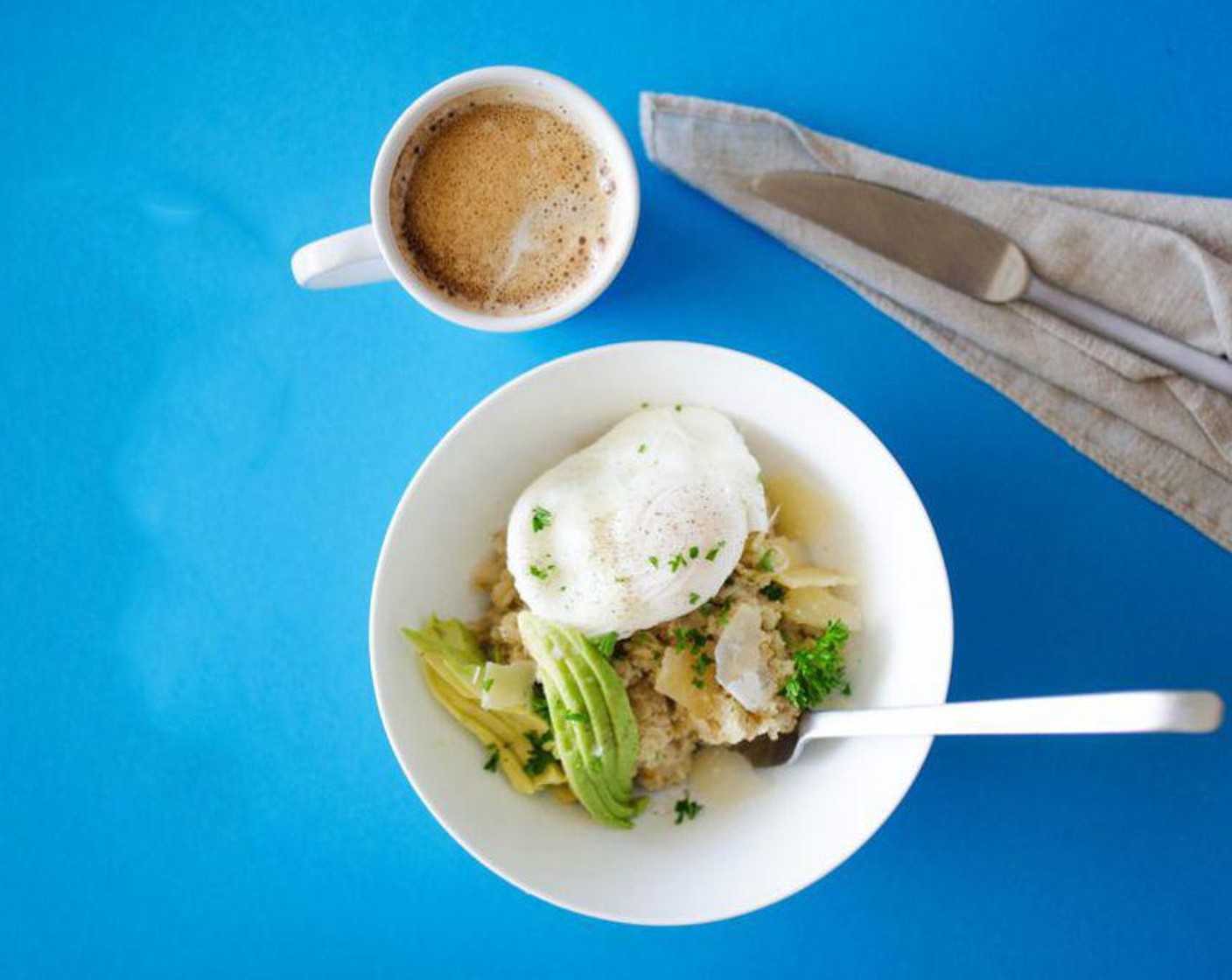 Savory Oatmeal with Avocado and Poached Egg