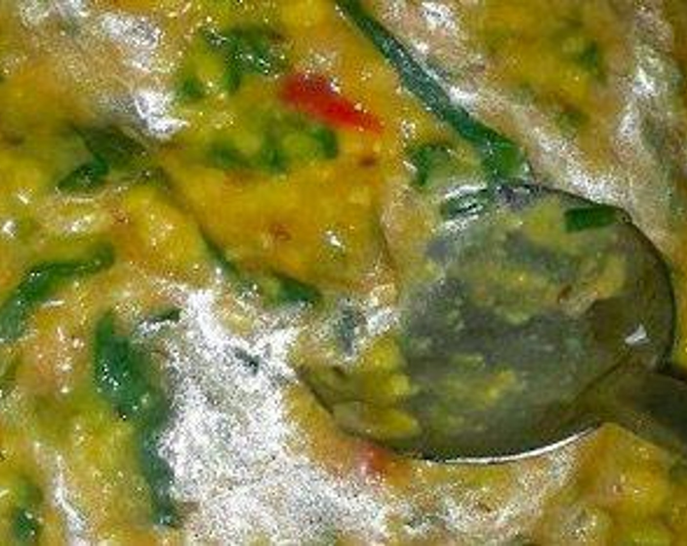 step 6 Mix the lentils with the spinach, and add Water (3/4 cup) depending on how thick or thin you want the dal to be. Add Garam Masala (1/4 tsp).