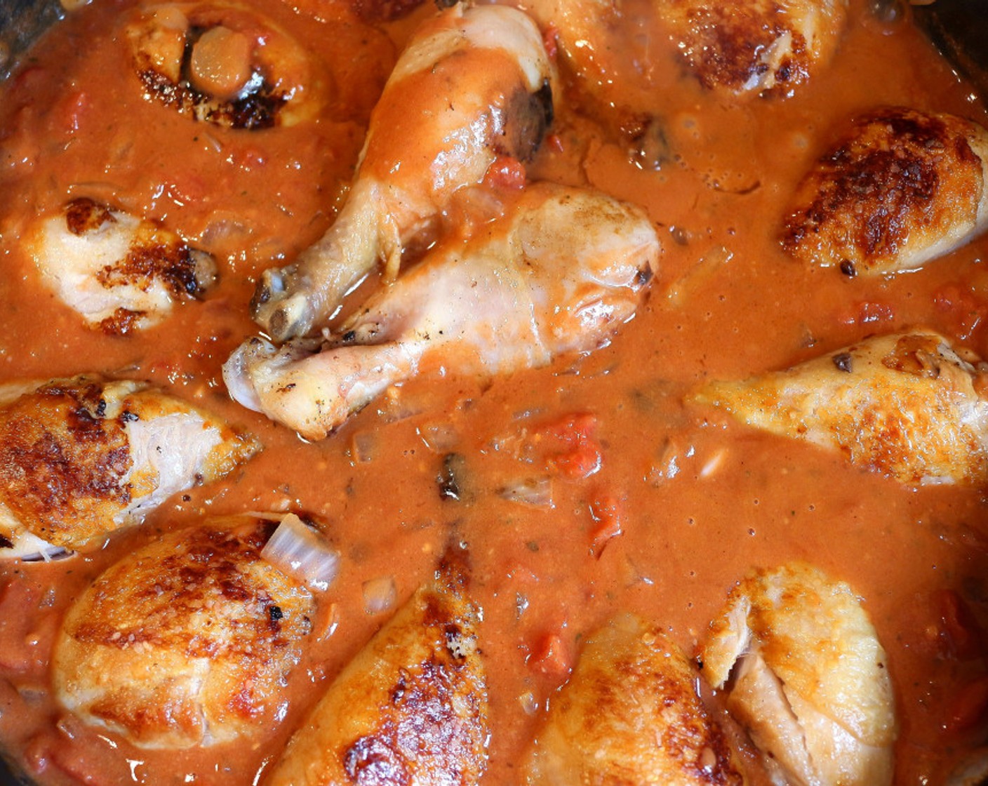 step 7 Add in the Chicken Stock (4 cups), and return the chicken to the pan. Simmer the mixture for about 45 minutes.