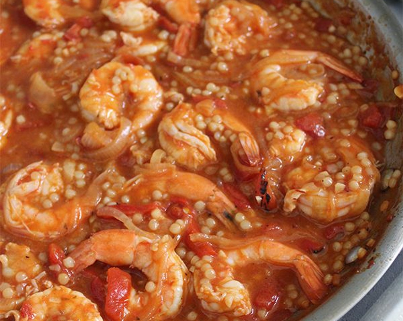 step 6 Add the shrimp to the pan, stirring to submerge them in the sauce, and simmer for 3 minutes, until they are just cooked through. Off the heat, stir in the Sherry Vinegar (2 tsp).