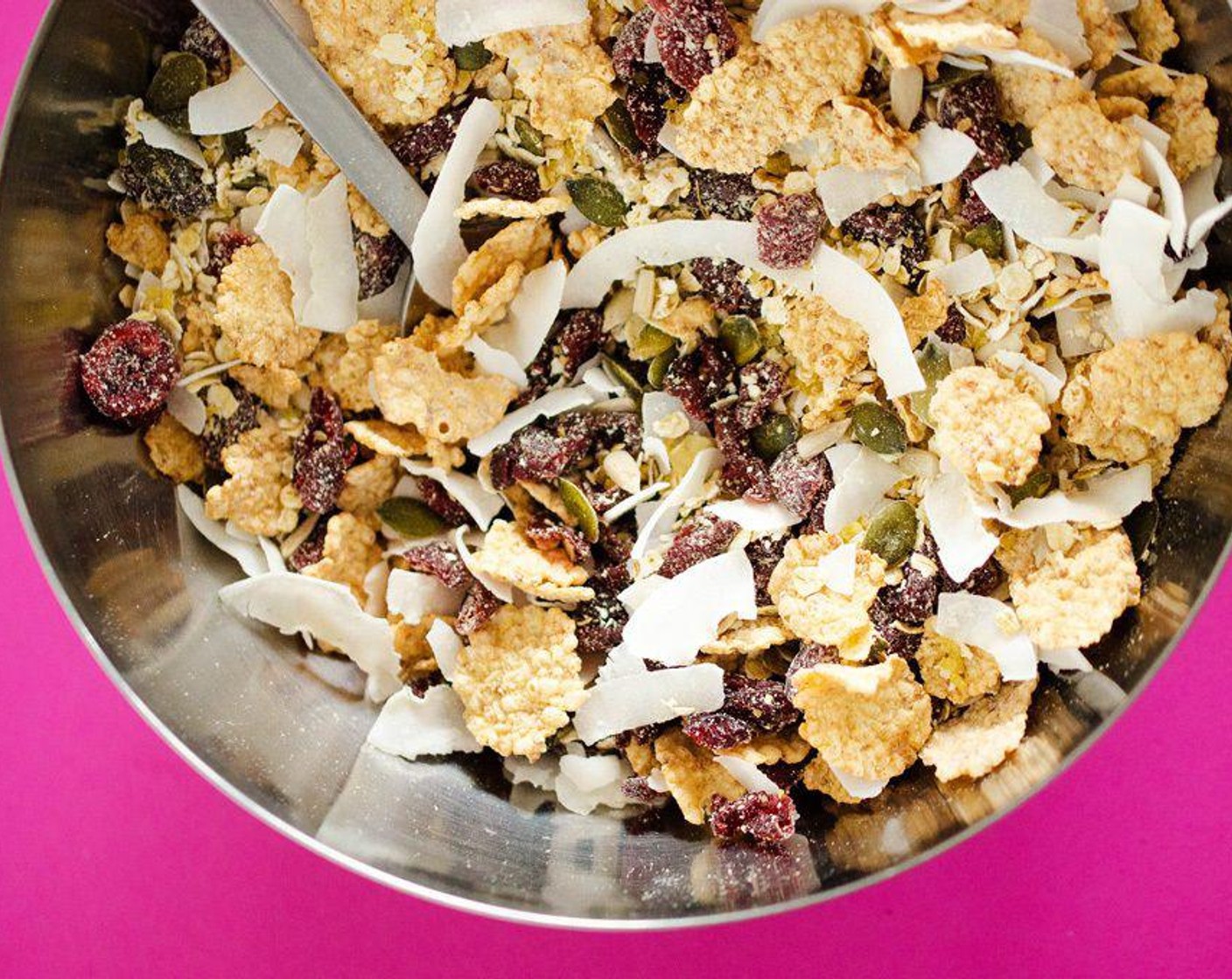 step 1 In a large bowl, combine Honey Bunches of Oats® Honey Roasted (1 cup), Old Fashioned Rolled Oats (3/4 cup), Dried Cranberries (2/3 cup), Unsweetened Coconut Flakes (1/2 cup), Medium Grind Bulgur Wheat (1/3 cup), Sunflower Kernels (1/4 cup) and Pepitas (1/4 cup). Combine Honey (1/2 cup) and Vanilla Extract (1 tsp) in a small sauce pan and bring to a boil over medium-high heat. Boil, stirring frequently for five minutes.