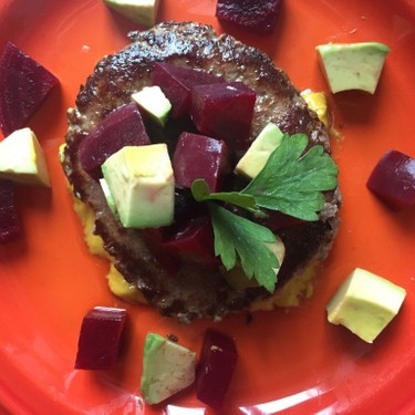 Beef Patty with Beet and Avocado Salad Recipe | SideChef