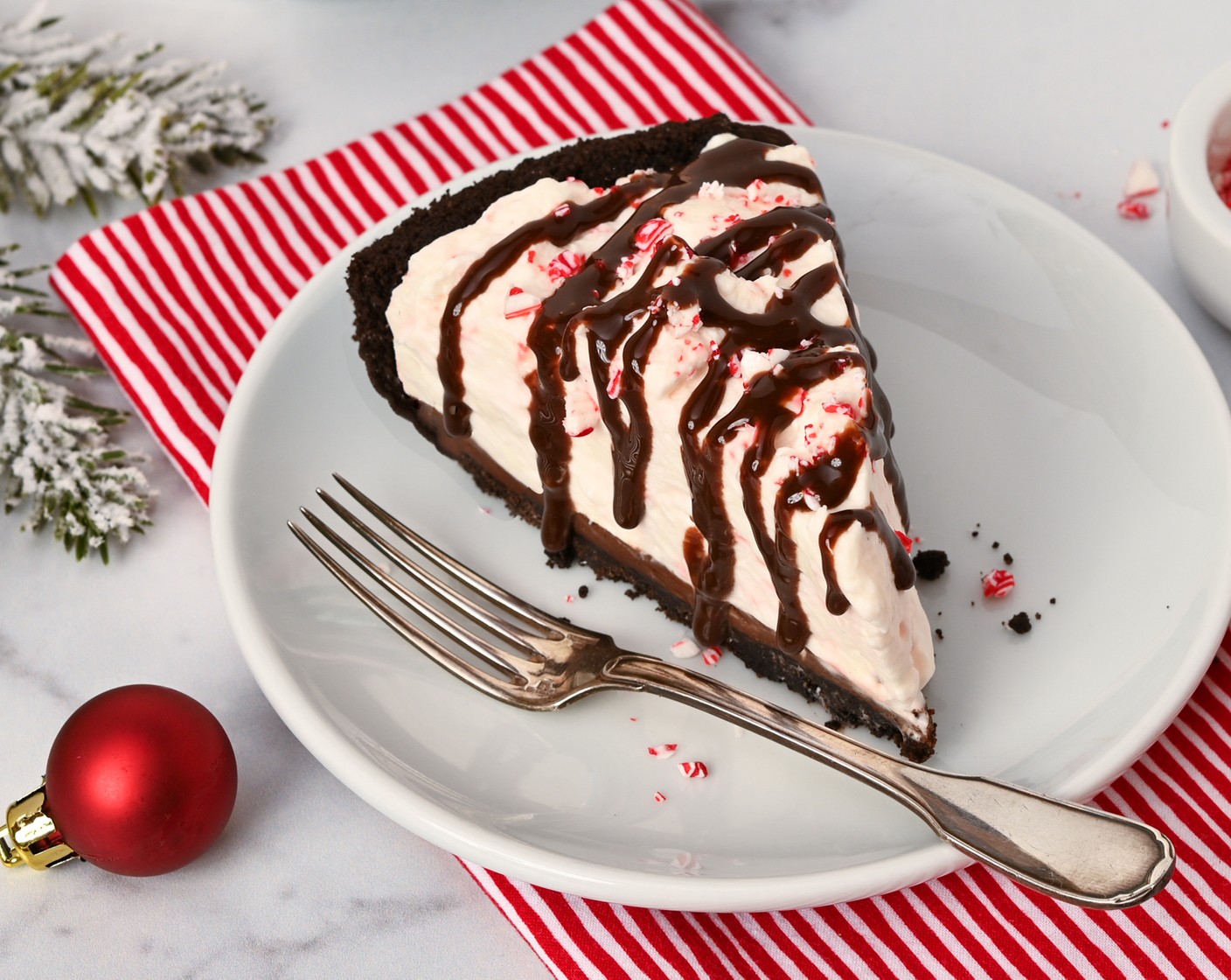 Candy Cane Ganache Pie