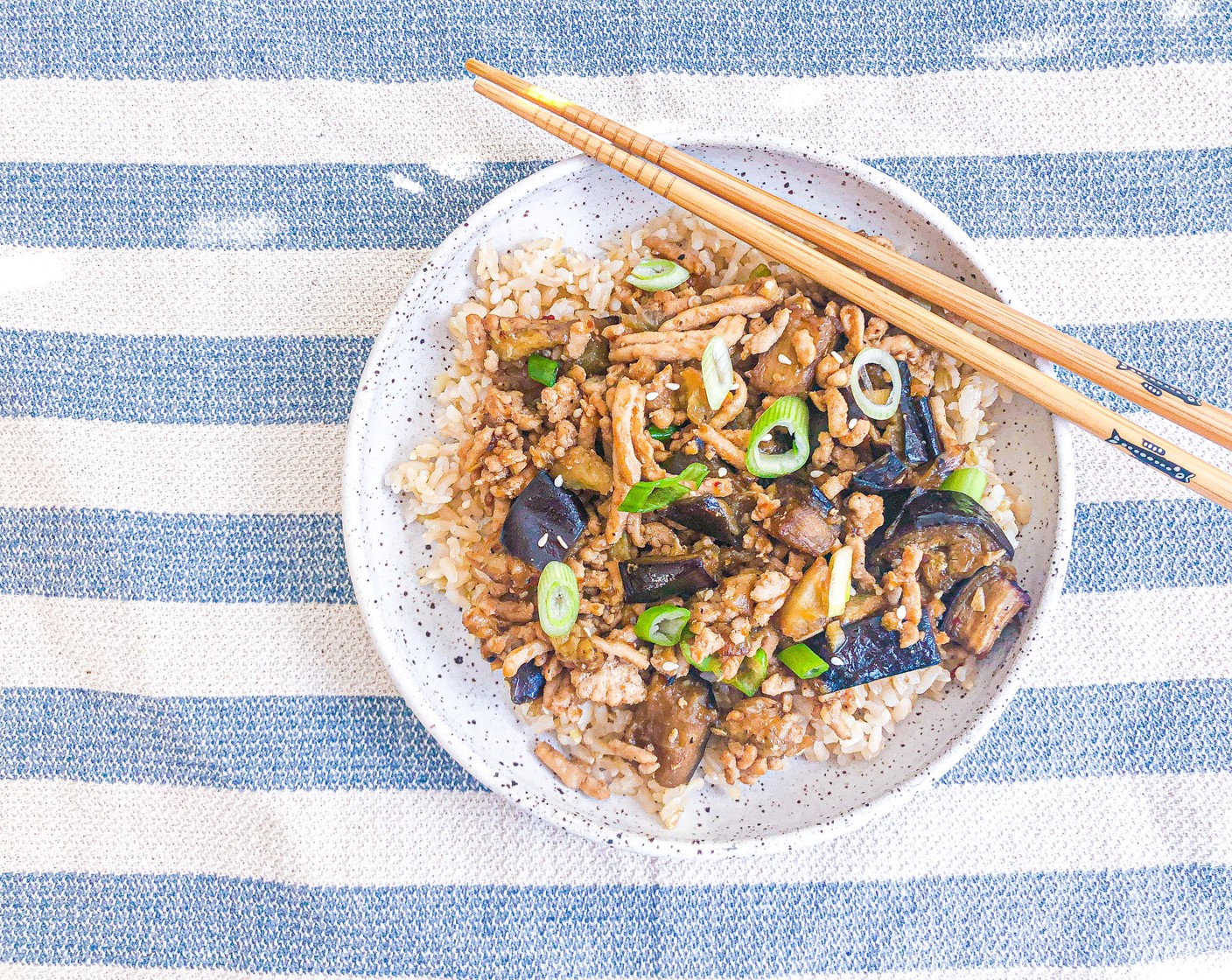 Chinese Ground Chicken and Roasted Eggplant Stir-Fry