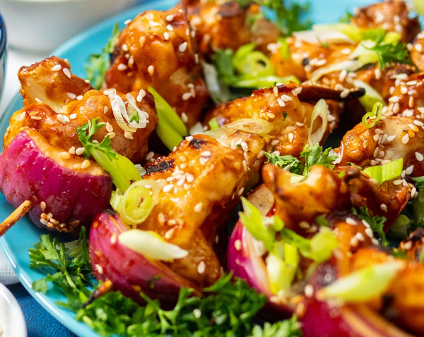 Korean BBQ Cauliflower Wing Skewers