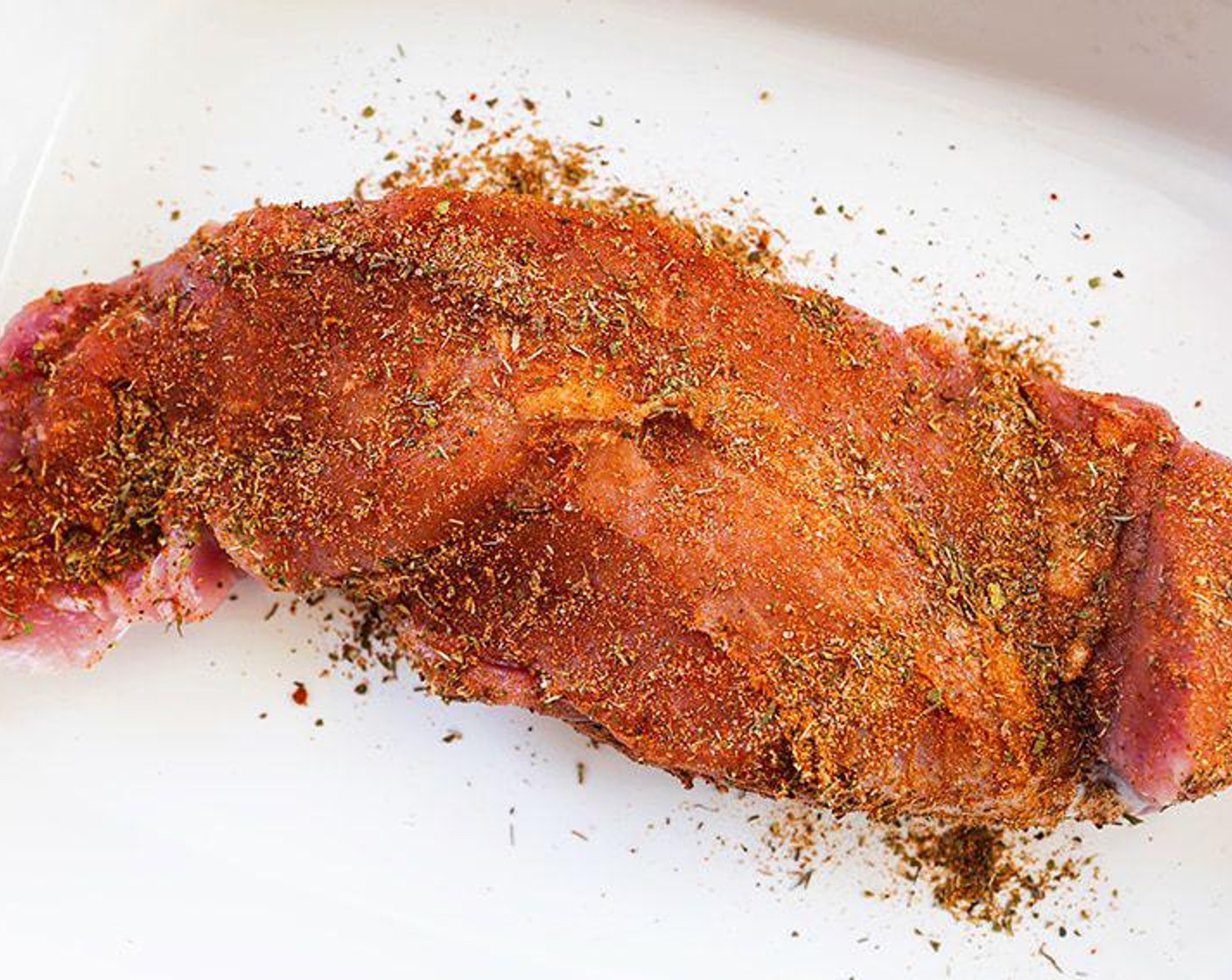 step 4 Place the Boneless Pork Loin (3 lb) on a large dish or plate and rub the seasoned mix all over the entire surface.
