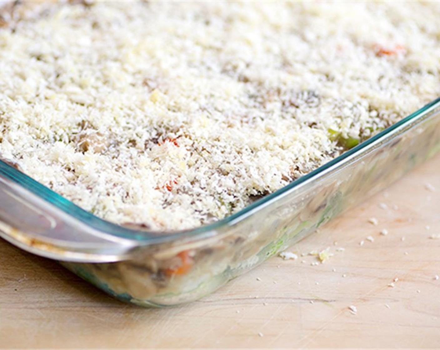 step 10 Melt remaining butter and mix withPanko Breadcrumbs (1 cup). Sprinkle this mixture over the top of casserole.