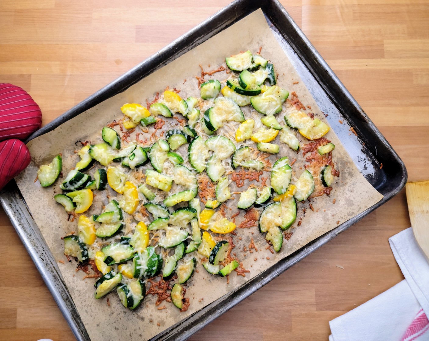 step 10 Roast the Parmesan zucchini for 12-15 minutes until the zucchini starts to brown.