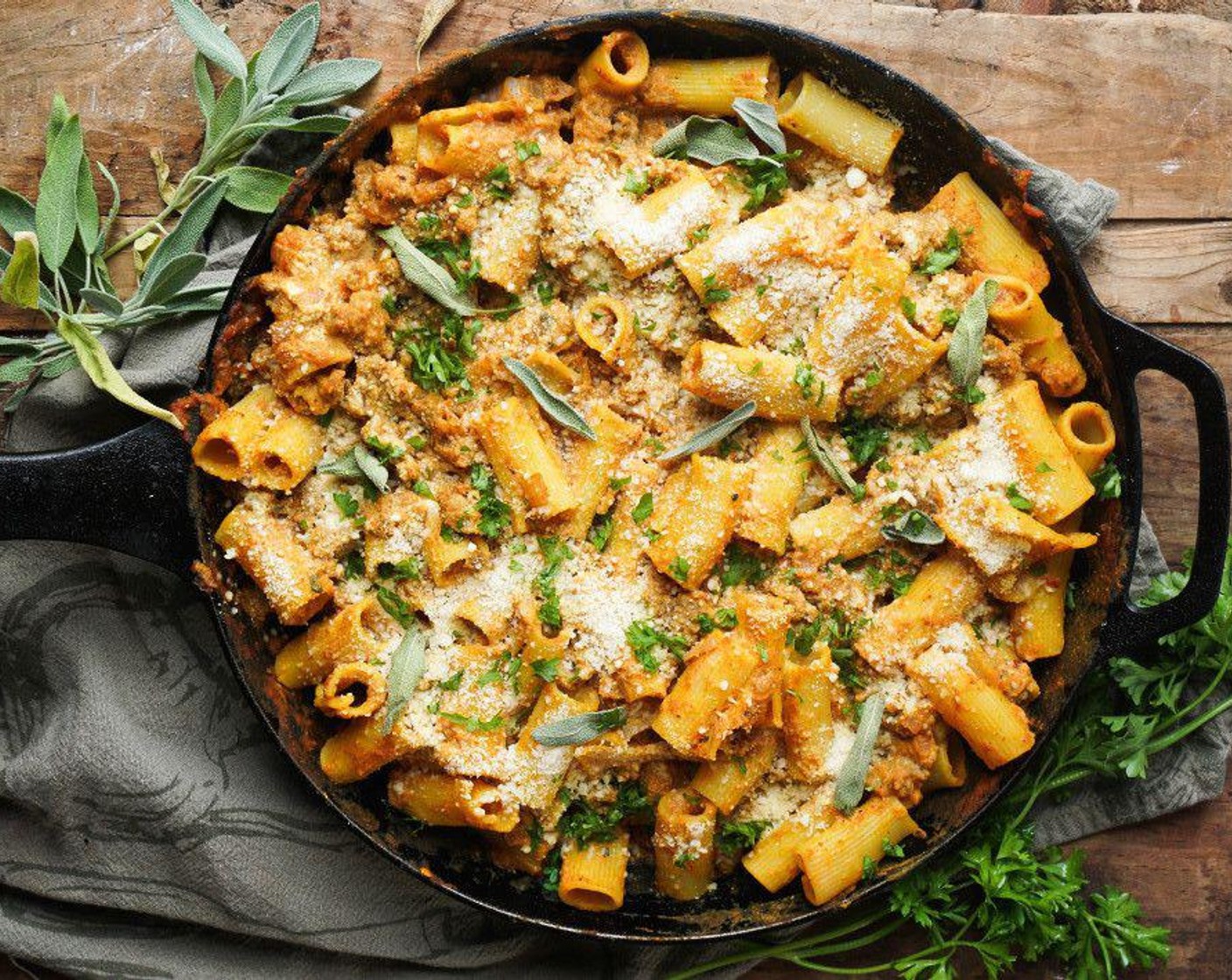 Pumpkin Baked Ziti with Sage Sausage