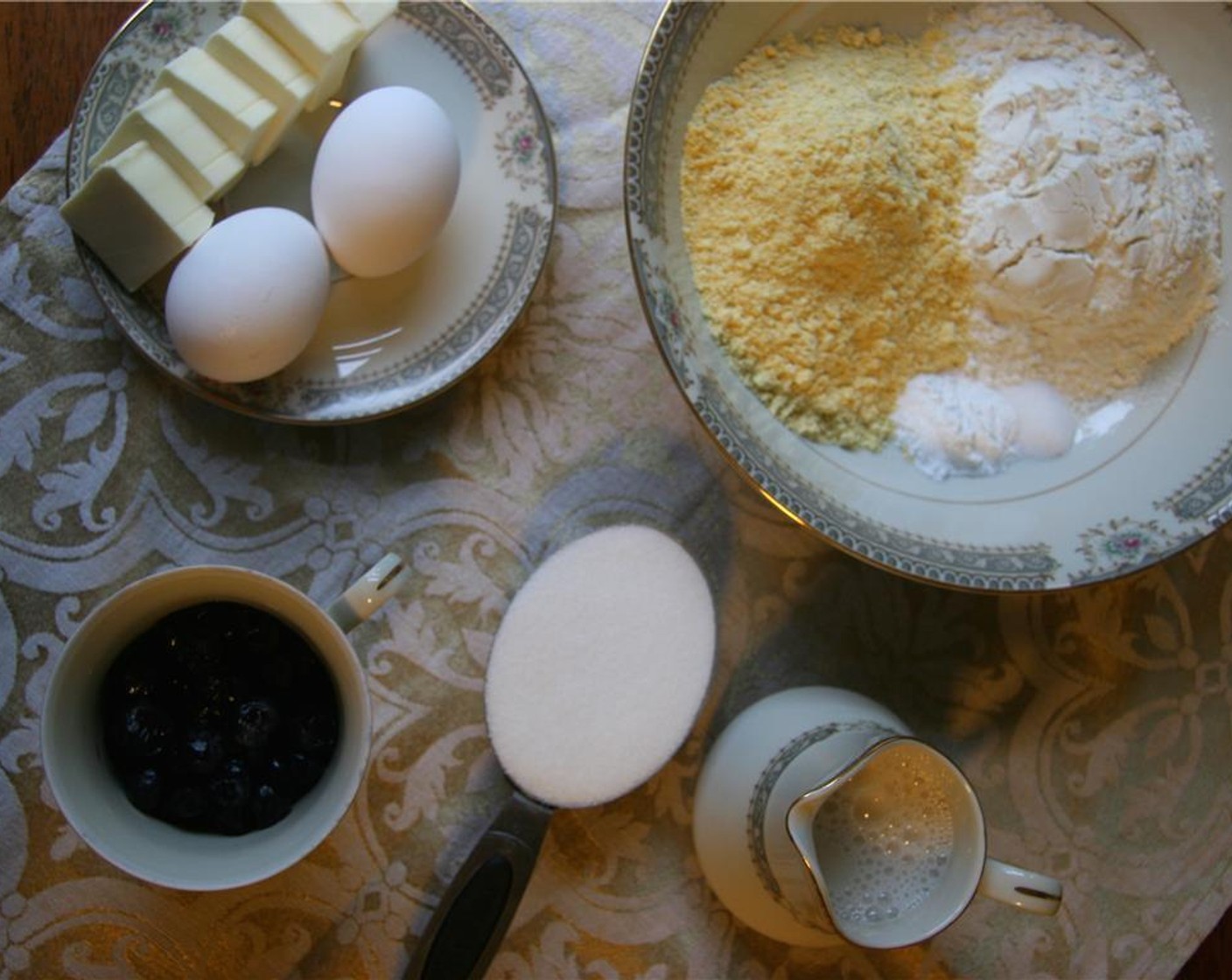 step 2 Whisk All-Purpose Flour (3/4 cup), Cornmeal (2/3 cup), Baking Powder (1 tsp) and Salt (1/2 tsp).