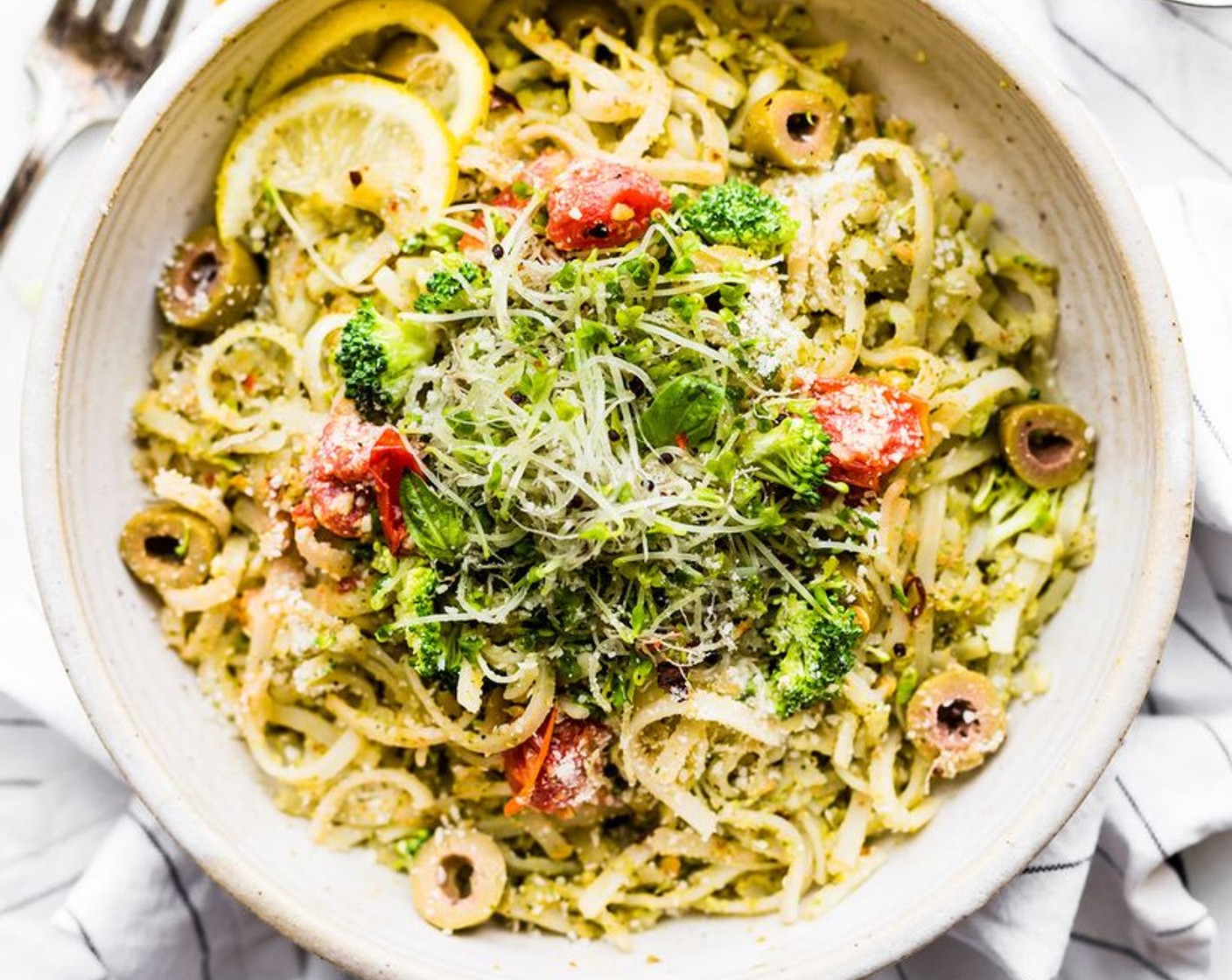 Quick Broccoli Arugula Pesto Pasta