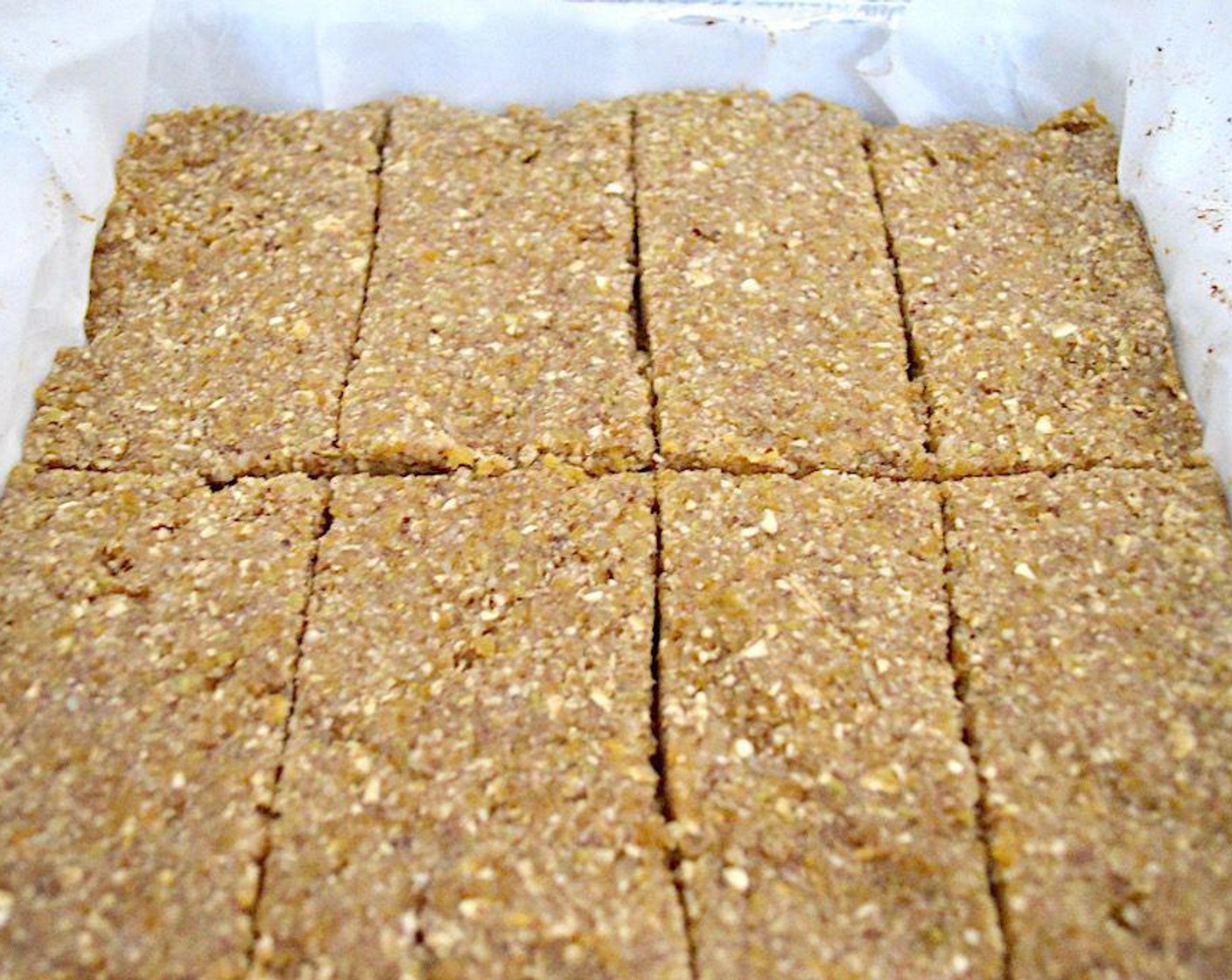 step 5 Bake the mixture for 20 minutes, then take it out and let it cool for 10-15 minutes. Slice the mixture into bars by making 3 equal vertical slices, then making a horizontal cut halfway down.