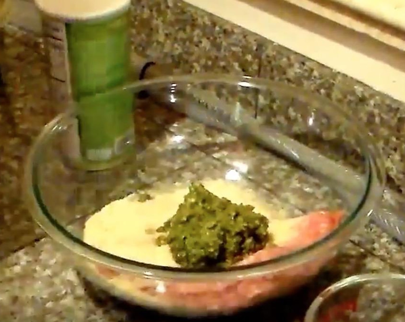 step 3 Add Lean Ground Turkey Breast (455 g), Italian Seasoned Panko Breadcrumbs (35 g), Eggs (2), Basil Pesto (125 g), Salt (to taste), Ground Black Pepper (to taste), Fresh Oregano (to taste), and Fresh Parsley (to taste) to the mixing bowl. Mix well to incorporate all the ingredients.