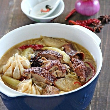 Braised Chinese Mustard with Roast Duck Recipe | SideChef