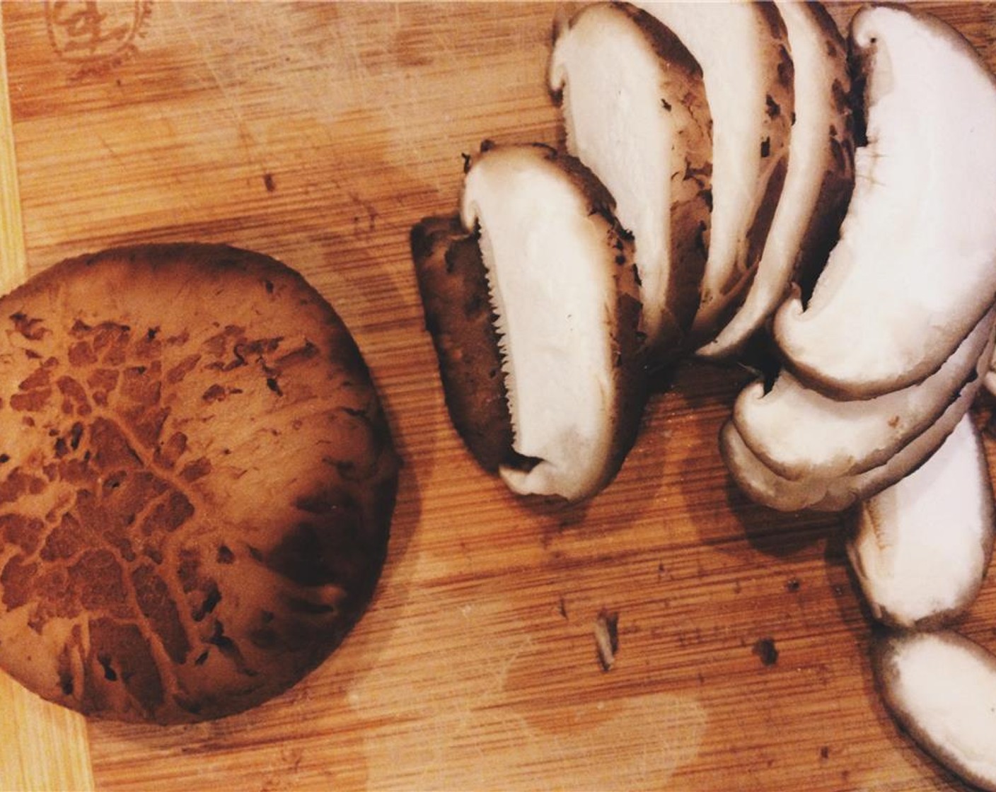 step 4 While the bread is toasting, thinly slice the Shiitake Mushrooms (3) and Spanish Chorizo (1). Bring the Water (1/2 cup) to a boil and add the miso paste and Kombu (1/2 tsp) till it dissolves. Set aside and allow it to cool down.