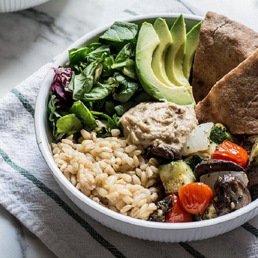 Roasted Veggie Grain Bowl with Avocado and Hummus Recipe | SideChef