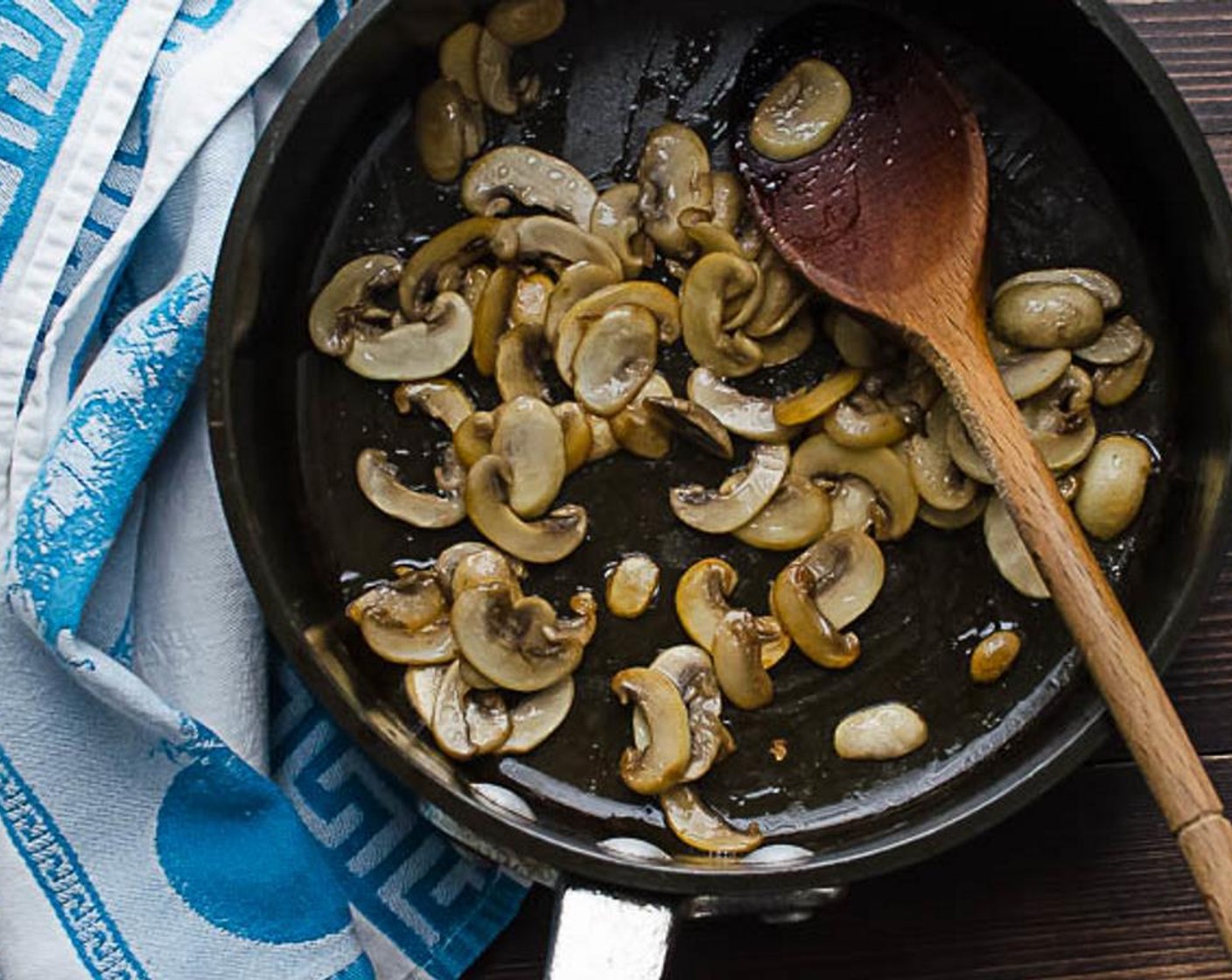 step 8 Add the Button Mushrooms (225 g) until they've given up their liquid and start to brown. Transfer the mushrooms to a bowl and set aside. (Can be made ahead).